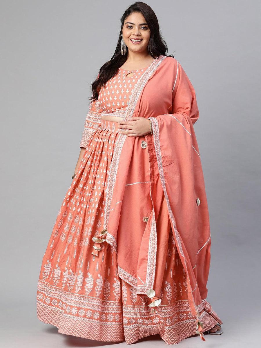 Printed Crop Top Lehenga Set with Dupatta