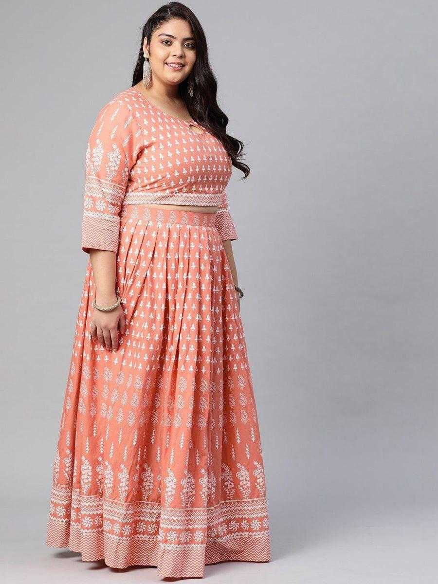 Printed Crop Top Lehenga Set with Dupatta