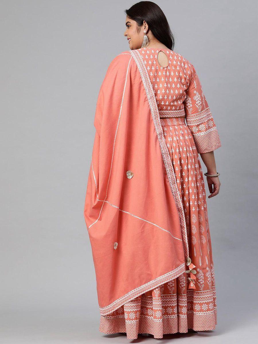 Printed Crop Top Lehenga Set with Dupatta