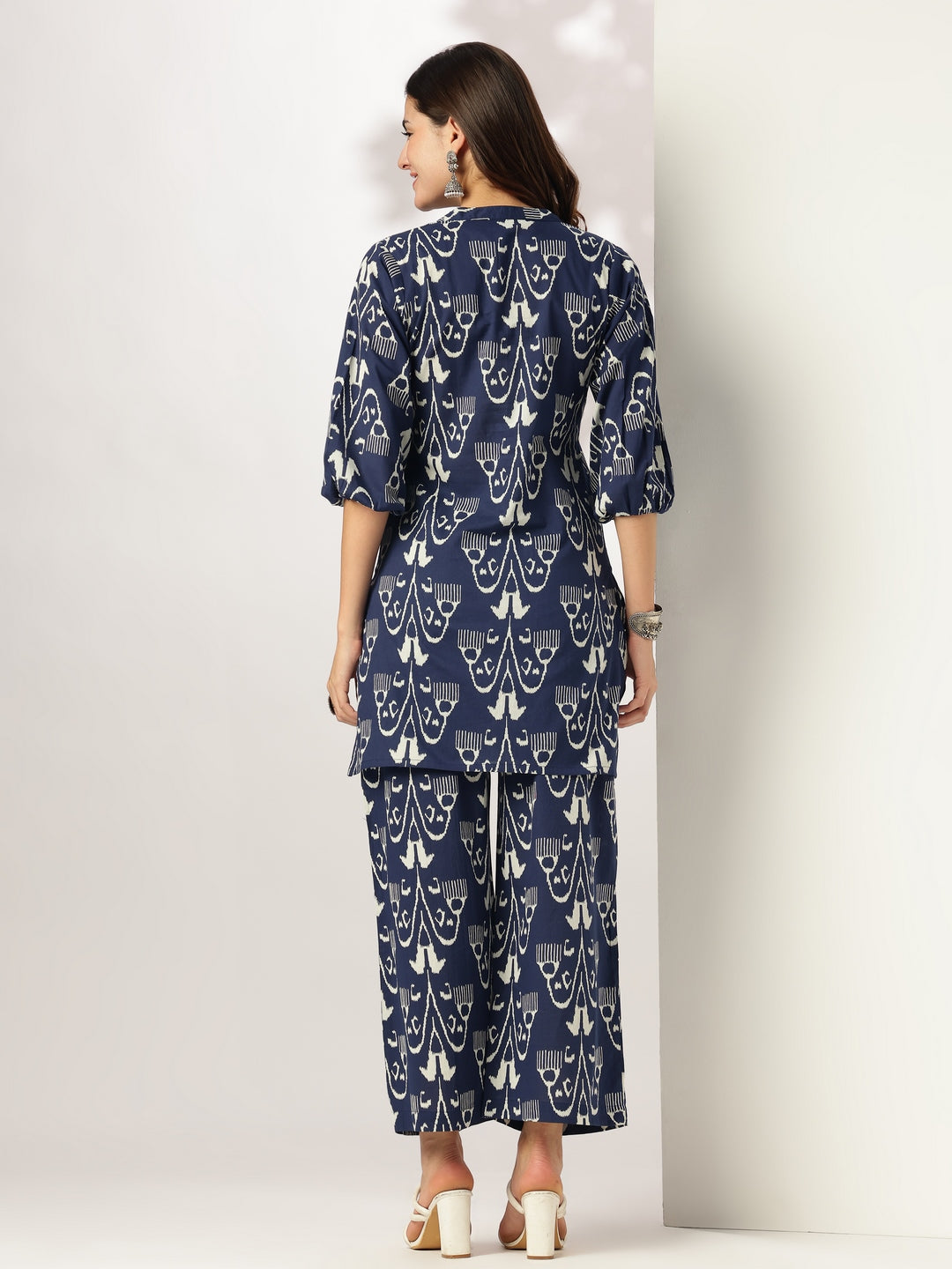 Navy Blue Ethnic Print Co-ord Set for Women – Stylish Comfort Wear
