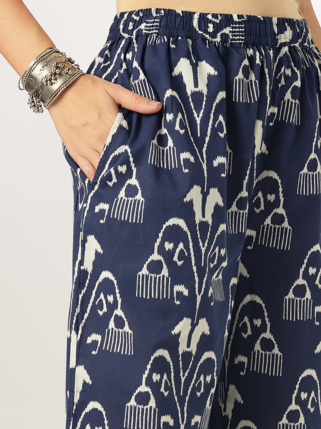 Navy Blue Ethnic Print Co-ord Set for Women – Stylish Comfort Wear