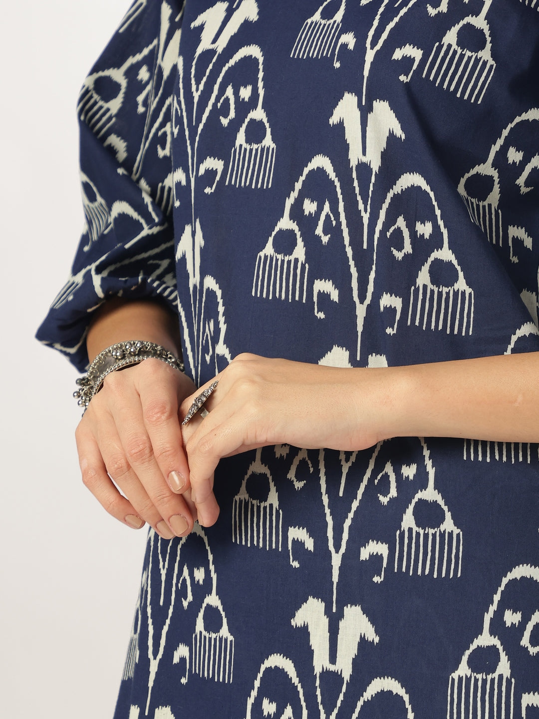 Navy Blue Ethnic Print Co-ord Set for Women – Stylish Comfort Wear