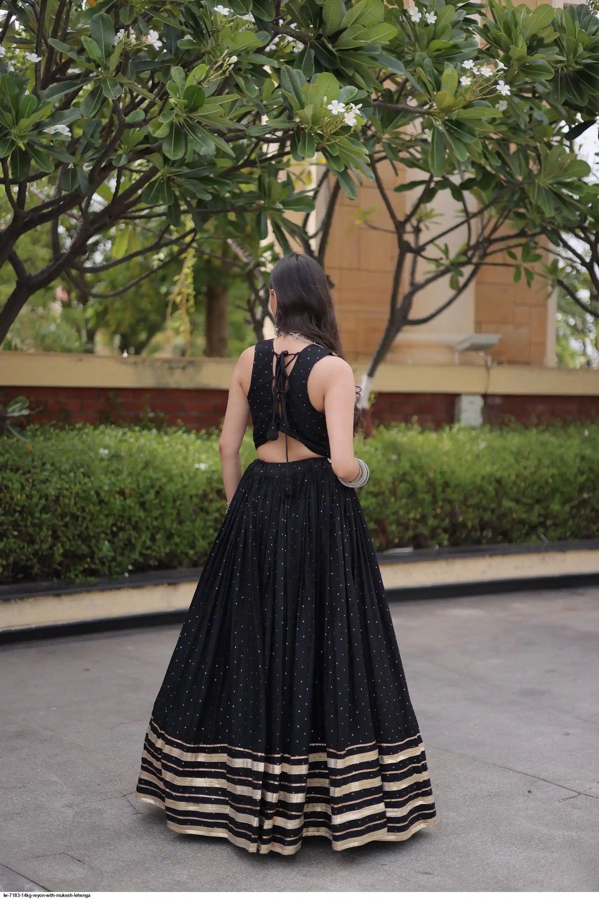 14KG Reyon Mukesh Work Navratri Lehenga with Mirror Work Blouse