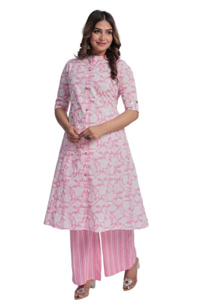 Summer Comfort Cotton Kurti & Palazzo - Pink
